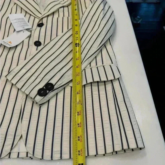 Macleod Italy women’s seersucker blazer. Ivory with black stripes size EU 36 NWT - Picture 8 of 10